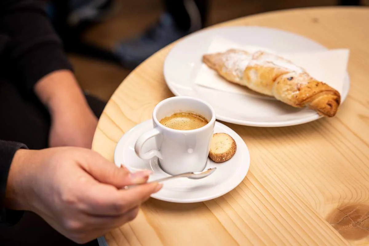 Coffee and nut croissant at Bistro Eigergletscher