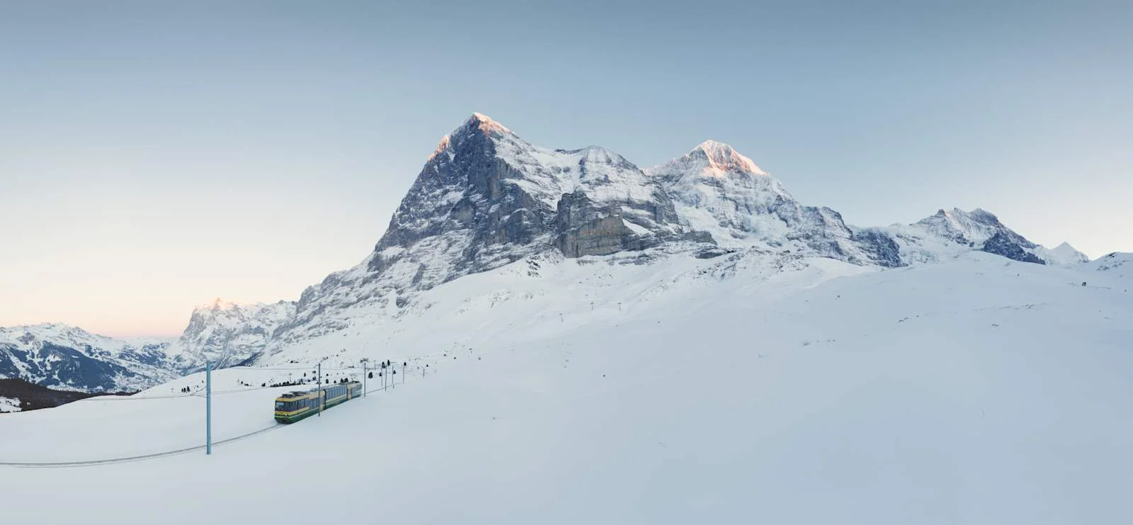 Snowshoe trail in front of the Eiger North Face: Holenstein–Brandegg